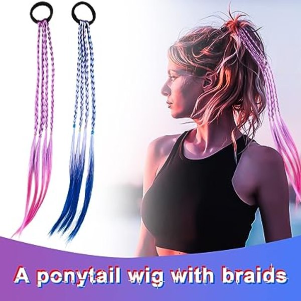 5 stk. Hårforlengelser for barn, fargerike flettersett Twist B
