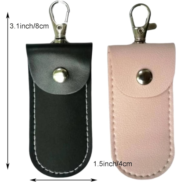 Anti-förlorad USB-minne Läderhållare, 2 st Läder USB-skyddsfodral för Legering Hajspänne Lättviktig Bärbar (Rosa+Svart, 2*Stor)