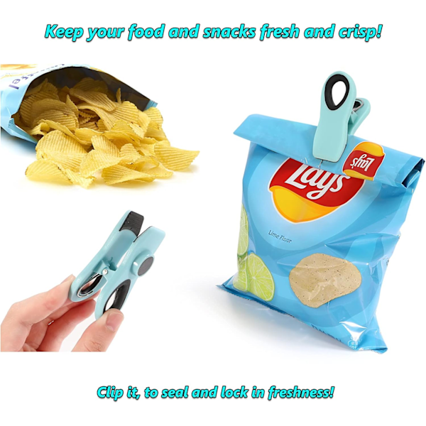 12 Pakning Chipsklyper, Magnetiske Poseklyper med Lufttett Forsegling for Chips, Brød, Snacks, Kjøleskapsorganisator Kjøkkenoppbevaringsklyper Flerfarget