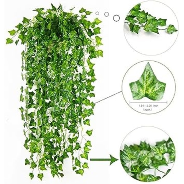 12-pack 72-bladiga klätterväxter (12 gröna vintergröna blad)