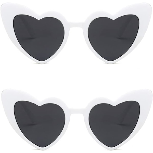 2-pack hjärtformade solglasögon, färgglada trendiga solglasögon vintage kattögon glasögon för fest eller daglig användning