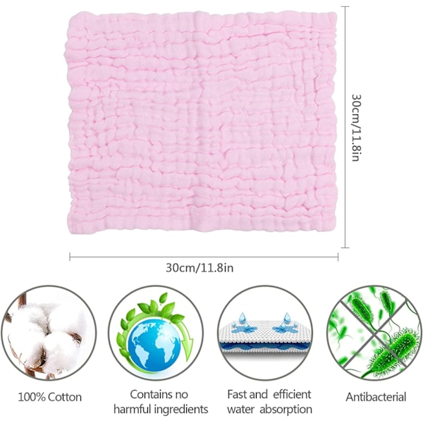 10 stk. Muslin Baby Vaskeklude, Organisk Bomuld, Genanvendelige Babyklud
