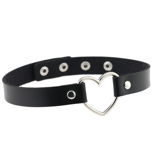 2 stk Hjerteformet Justerbar Lær Choker Punk PU Halskjede Goth