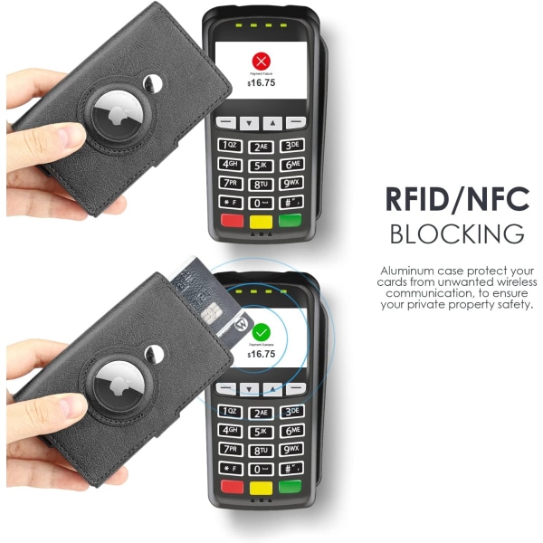 AirTag Wallet Kreditkortshållare för män, RFID-blockerande läder C