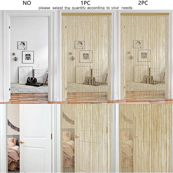 1 stykke 100x200cm frynsedørgardin (champagne), vindusdekorasjon