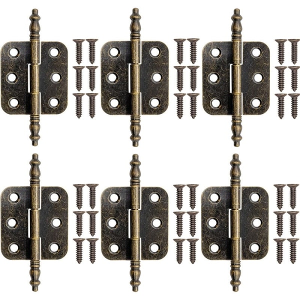 Set med 6 vintage bronsgångjärn för skåpdörrar dekorativt järn
