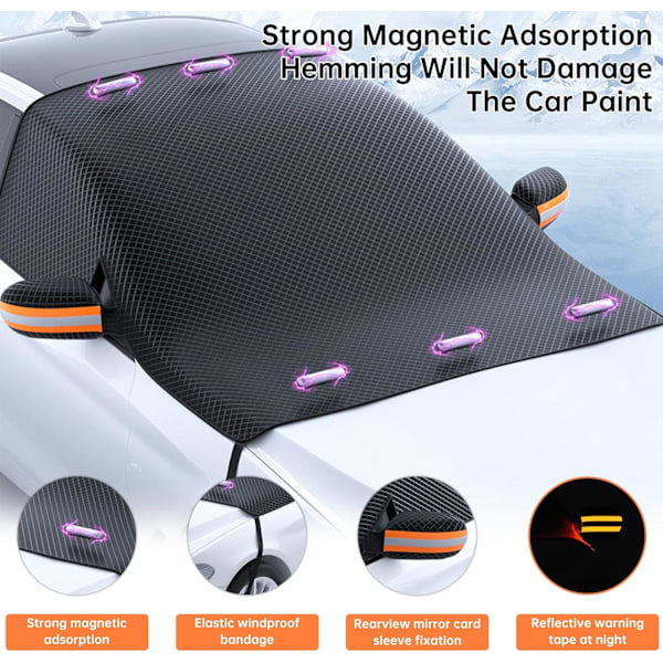 Auton tuulilasin suojus - Taitettava talvinen tuulilasin suojus - 6 magneettia - Lumesta, jäästä, pakkasesta, pölystä, auringosta, UV-suojaukseen