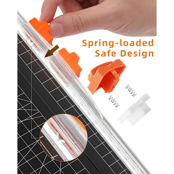 2 stk. refillblader for A4 A5 papirkutter, fjærbelastet sikkerhetsdesign erstatningsblad for papirkuttere (oransje)