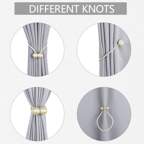 4 stk. Lysegrå Vindusgardin Tiebacks Clips Sterk Magnetisk Bånd Hjemmekontor Dekorative Draperinger Vev Holdbacks Holdere Europeisk Stil