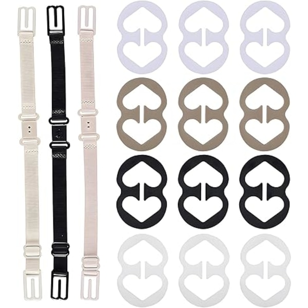 BH-stropper, 12 BH-stropper og BH-stropper Holder Kvinders Sort, Hvid, Beige til Fuldt Kop Størrelse (Sort & Hvid & Nud)
