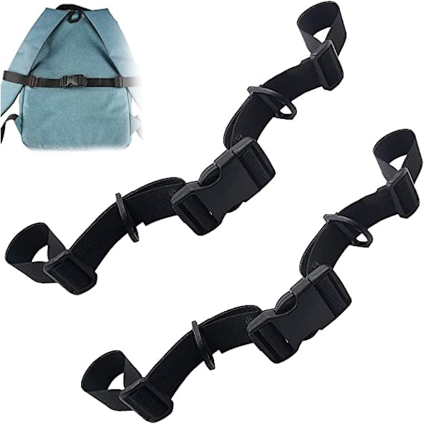 2-pack ryggsäcksbröstrem (svart) justerbar ryggsäcksrem