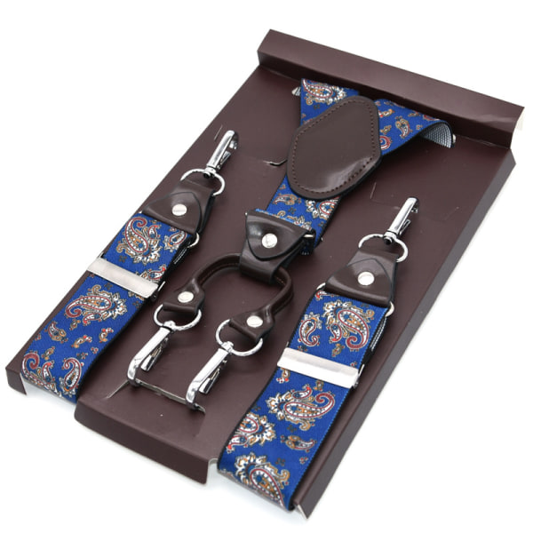 Y-formede seler - blåt mønster, unisex, tri-clip seler