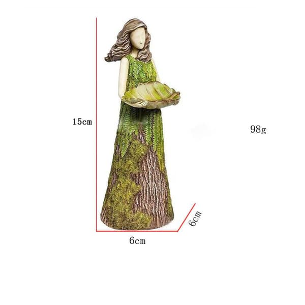 Fuglefoder Fairytale Forest Girl, Harpiks Håndværk, Udendørs Have Statue