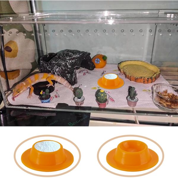 2-pack Leopard Gecko Mat Skål Gecko Kalcium Skål Gecko Mat Skål och Vattenmatningsskål Reptil Vatten Mat Skål Kalcium Skål för Skäggagam Ödla