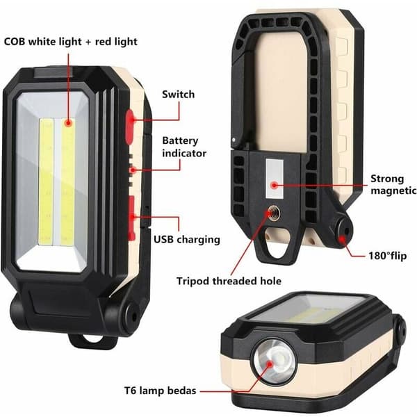 LED arbeidslys Campinglys Oppladbar LED-spotlight Oppladbar