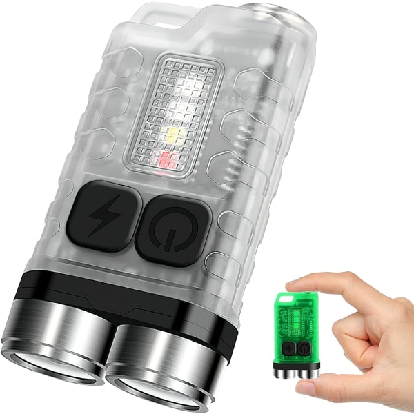 Vit) Uppladdningsbar LED-nyckelring ficklampa 10 ljuslägen 900 H 380c |  Fyndiq