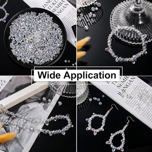 300 stk. Glasperler Bulk Assorterede Krystalperler til Smykkefremstilling Facetteret Dråbe Rondelle Briolette til DIY Håndværk Halskæde Armbånd Øreringe Sæt (A