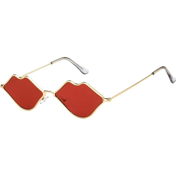 Seksikkäät huulisaurinkolasit, Retro Muoti Ocean Style Pienikehyksiset Metallihuulilasit Naisille