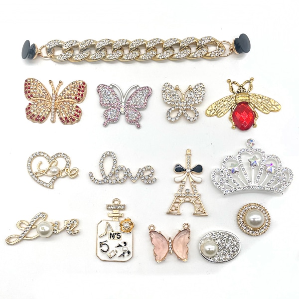 Ocean 14 stk 3D Hagesko Ornamenter (Sommerfugl Rhinestone), Sh