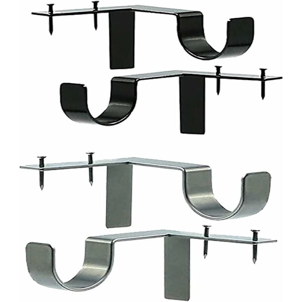(4 st, 2x (Silver+Svart)) Gardin Guide Utan Hål, Justerbar