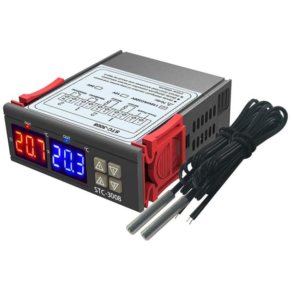 STC-3008 dobbelt display dobbelt styring temperaturregulator dobbelt sensor