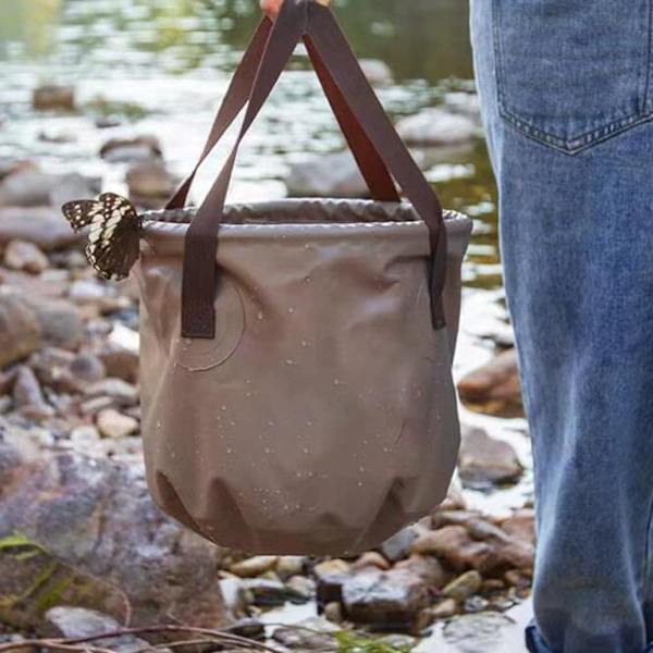10L Vikbar Hink - Khaki, Vikbar Vattenbehållare för Utomhus, Bärbar