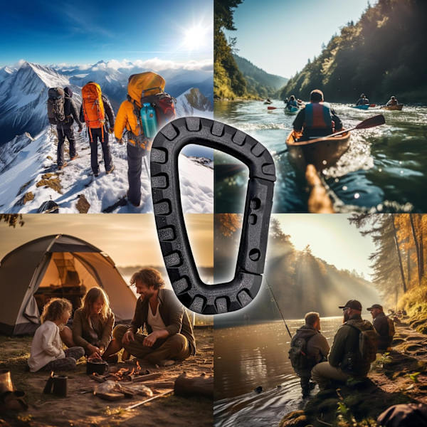 5-pack Plastkarbinhakar - Grå - D-formade