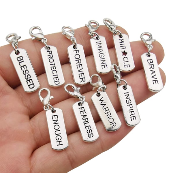 Håndværksartikler Håndlavede Inspirationsord Dingle Charms Vedhæng med Hummerlås til Smykkefremstilling Tilbehør Passer til Flydende Locket Charms Halskæder