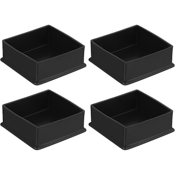 4 st Fyrkantiga PVC Stolsbensskydd, 80mm x 80mm OD, Svart, Möbelskydd för Bord, Stolsbensskydd, Golvskydd för Uteplatsbord