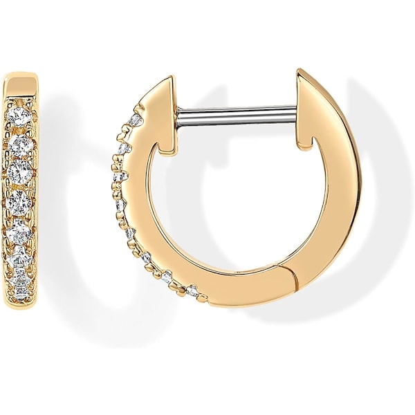 14K Gold Plated Cubic Zirconia Cuff Earrings Huggie Stud