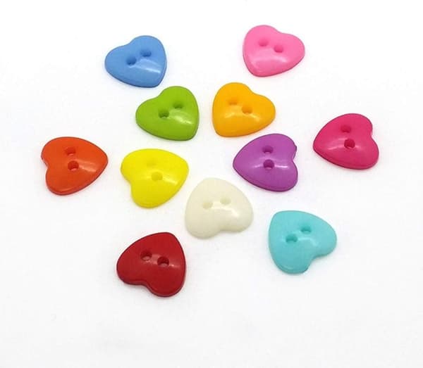 100 Styk 2 Huller Knapper Hjerteformede Knapper Harpiks Syning Knapper