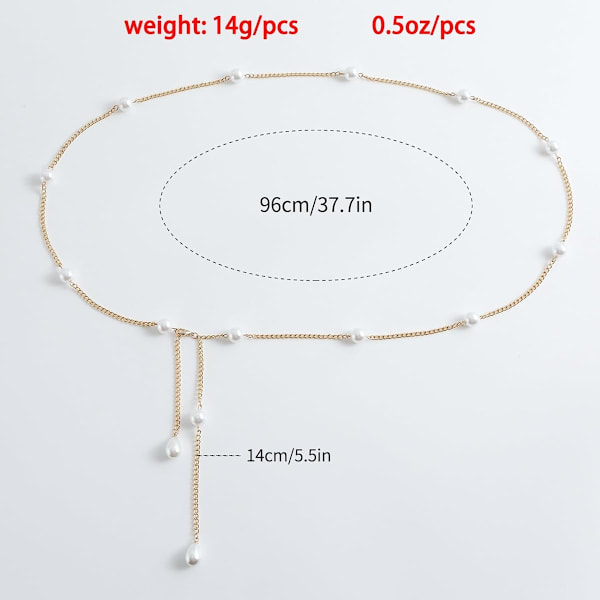 Bohemsk Falsk Perle Bikini Kroppskjede for Kvinner Justerbar Vanntett Mage Midje Smykker Lagdelt Cubic Zirconia Badedrakter Strandkjeder Sommerfestival