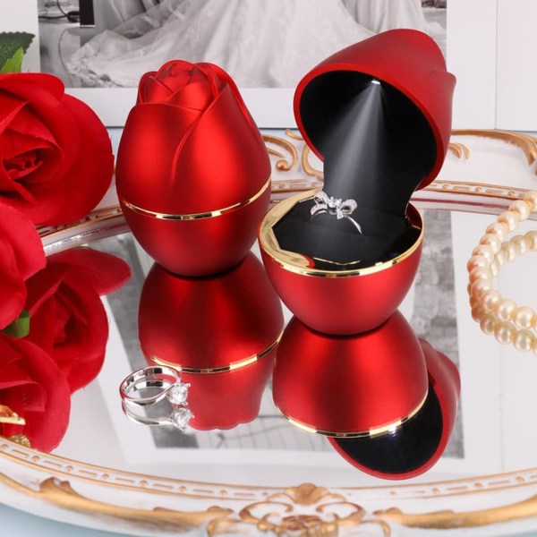 Ocean Rose Shaped Engagement Ring Box LED Ring Box Smykkeskrin fo