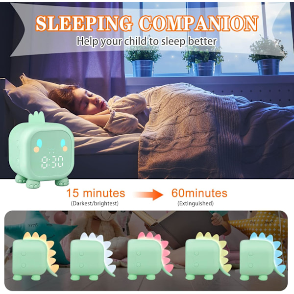 Barnens väckarklocka Luminous LED Digital Lampa Väckarklocka Nattlampa Flickor Pojkar Dag Natt Barn Justerbar Volym Snooze Väckarklocka USB Laddning