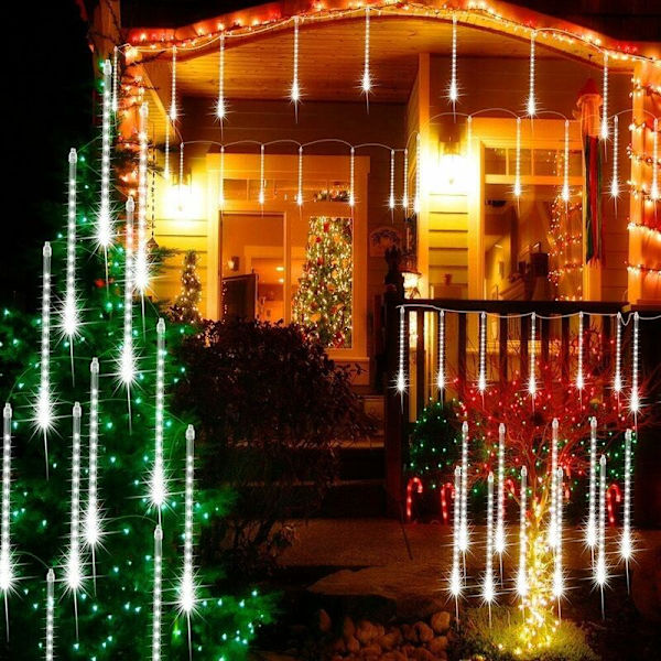 (Vita) LED Meteorskur LED-lampor, Vattentäta, Utomhus Regn