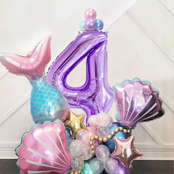 Års Mermaid Ballong Pastell Regnbue Ballong 5 År Giant Nummer
