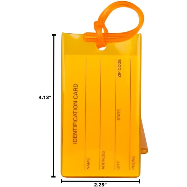 Pakke med 4 bagagemærker - orange, blød silikone identifikationsmærke