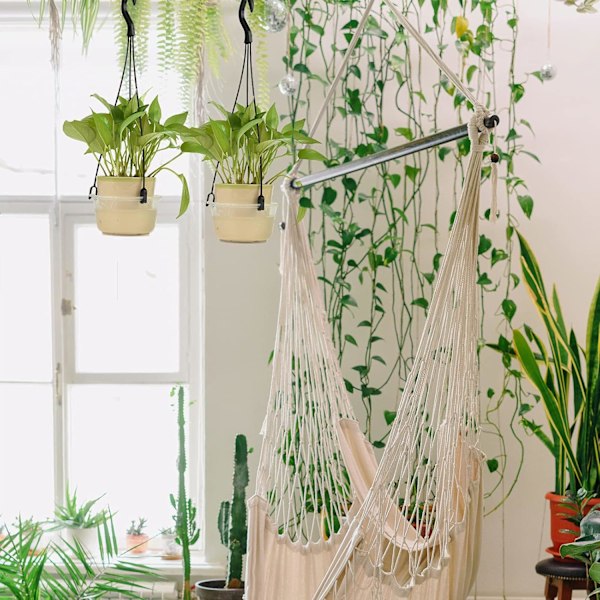 6 Stycken Plast Hängande Korgkrokar Hängande Planteringshållare Blomkrukshängare för Utomhus och Inomhus Små Blomkrukor, Svart