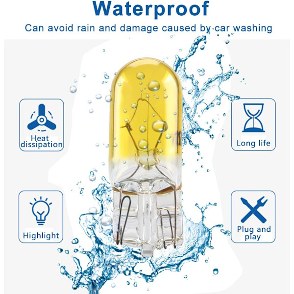 Gul - T10 W5W miniatyr standard halogenlampa 194168501 DRL Co
