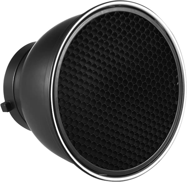 Tum Standard Reflektor Diffusor Lampskärm med 60° Honeycomb Grid för Bowens Mount Studio Flash Strobe Flash Light Speedlite - Svart
