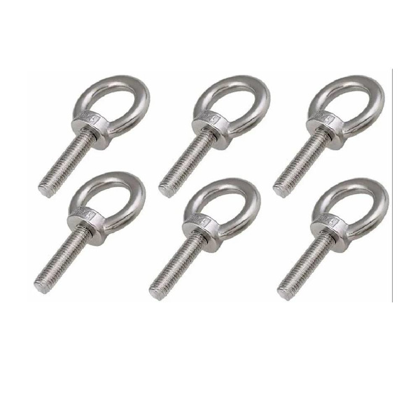 M8 Silmukka-pultit, 6 kpl, Kierteiden pituus 30 mm, Nylonlukkomutteri ja lukitus