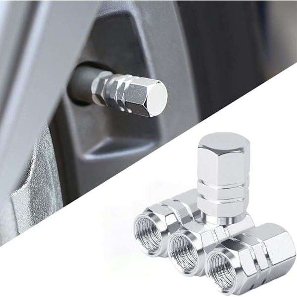 8 Ventilkapper (Sort, Hvid Aluminium Dækventilkapper med