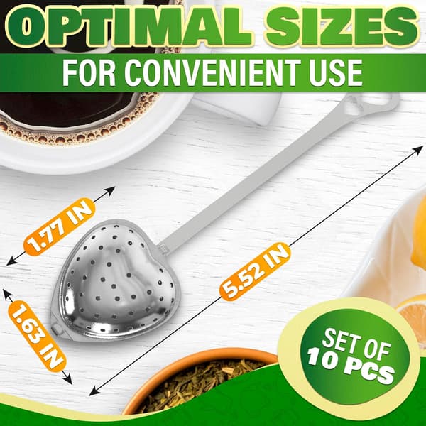 10 stk. Hjerte Te-infuser for Løs Te - Te-diffusere for Løse Te-blader Te-sil for Løs Te Infuser Skje - Te-brygger