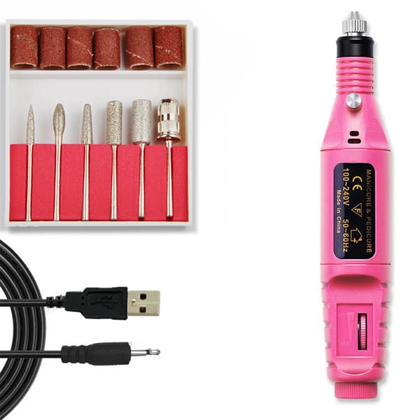 Elektrisk fil, elektrisk nagelfil med 6 bits Rosa
