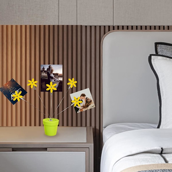 Søt Blomst Bordkort Memo Holder Stativ, 1 stk Fotoklips Holder Skrivebordsstativ for Memo Papir Notat Monmory Foto Julebryllupsutstilling med Blomsterpotte