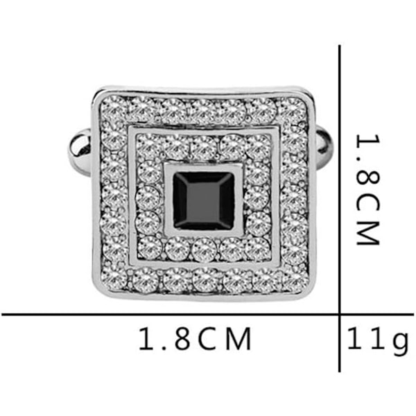 2 stk. Sort og Sølv Guld Koncentriske Diamant Klare Krystal Støv Manchetknapper, Smoking Skjorte Manchetknapper Fransk Stil Skjorteknapper