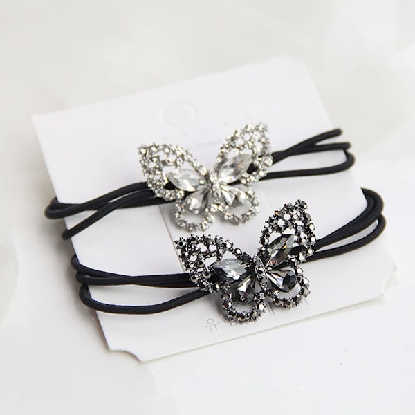 6 st Koreansk mode Scrunchies Rhinestone Crystal Butterfly Hårband Tre lager Hårband Tillbehör för kvinnor Flicka