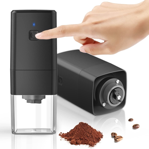 Bärbar kvarn för kaffe (svart), liten elektrisk kaffebönkvarn