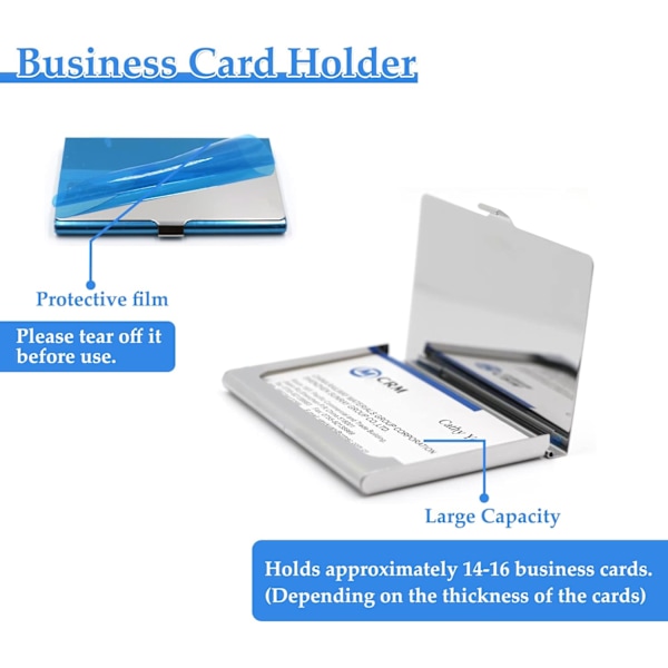 2 st Business Card Case (Silver), Rostfritt Stål Business Card C