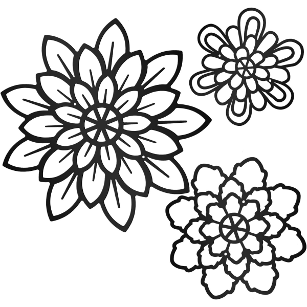 3 Pieces Metal Flowers Wall Decoration, Metal Rustic Wall Art Dec